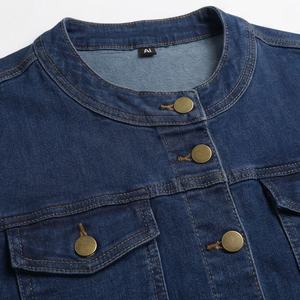 Style <b>Women</b> Clothing Girls Jackets <b>Coats</b> Ladies Plus Size Long Sleeve Collarless Denim Jacket OEM Service Fashion Trendy Wear - Product Image 4