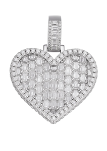 จี้รูปสัญลักษณ์สันติภาพประดับเพชรโมอิสซาไนต์ทรงบาแกตต์ ดีไซน์โรแมนติก เงินแท้ 925 ชุบทอง 14K และโรเดียม เหมาะสำหรับเป็นของขวัญ - Product Image 3