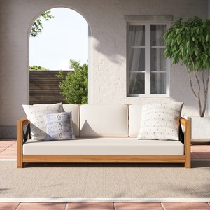 Sofá de jardín de gama alta 3 plazas Estilo moderno Patio Sala de estar Sofá al aire libre Tela impermeable Asientos profundos - Product Image 2
