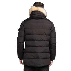 Venta al por mayor Precio barato Chaquetas de hombre Abrigo de invierno Estampado con capucha Estilo punk Negro Cremallera completa Algodón acolchado - Product Image 6