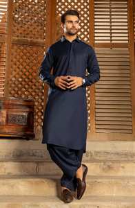 Traje de Panjabi de diseñador de poliéster/algodón para boda Shalwar Kameez de moda de talla grande largo para hombre - Product Image 2