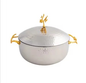 Olla de metal de diseño árabe con acabado en relieve de alta calidad, la mejor calidad, cazuela de lujo hecha a mano, forma redonda - Product Image 3