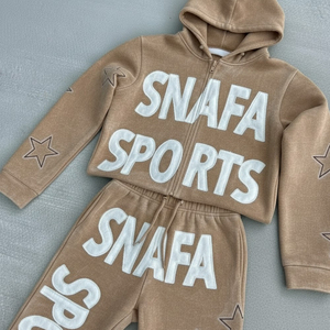 Wholesale Manufacturer Fashion Applique <b>Embroidery</b> Flare Sweatsuit Distressed Patch Tech Fleece Flare Tracksuit <b>Set</b> For Men - Product Image 4