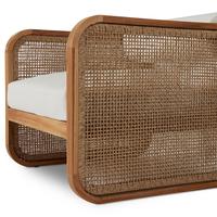Fauteuil de détente moderne réglable Lapitta avec coussins en rotin tressé en bois de teck massif pour salon et usage extérieur