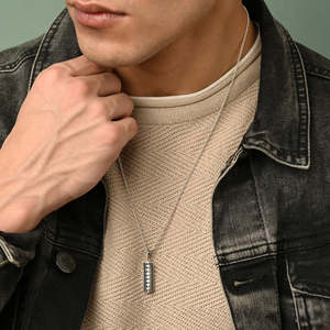Collar con Colgante Geométrico Chapado en Rodio para Hombres y Niños, Diseño Moderno, Plata de Ley 925 - Product Image 3