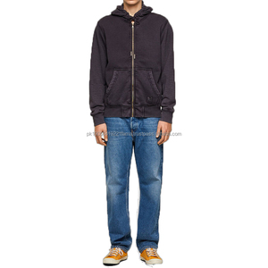 Streetwear de marque OEM, sweat à capuche délavé lourdement, sweat à capuche en polaire surdimensionné délavé à l'acide, sweats à capuche vintage en éponge française personnalisés pour hommes - Product Image 4