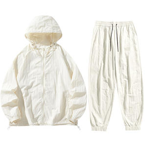 Vente en gros Nouvelle mode Veste coupe-vent en nylon ample avec fermeture éclair Ensemble de survêtement coupe-vent pour hommes - Product Image 4