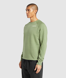 Nouveau vert sauge manches Ragan 100% coton sweat à capuche pour hommes Logo personnalisé Slim Fit décontracté en gros unisexe pull à capuche - Product Image 3