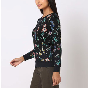 Sudadera de pieza negra de alta calidad para sudadera con logotipo de invierno, suéter de cuello redondo de lana de algodón para mujer - Product Image 2