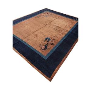 Tapis en laine noué à la main Pechino beige marron, motif floral, pour la maison, le salon, le couloir, l'entrée, design puzzle rectangulaire pour maisons Pae-5924 - Product Image 2