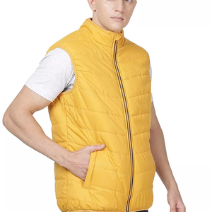 Chaqueta acolchada de invierno personalizada para hombre, chaleco acolchado sin mangas, tela larga de burbujas, estilo informal, nailon cálido, Color sólido - Product Image 2