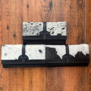 Billeteras de piel de vaca con pelo oculto para mujer, bolso de mano con estampado de piel de vaca auténtica, regalos - Product Image 3