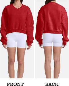 Sudadera corta de lana para mujer, cuello alto, cremallera holgada, pantalones para correr, conjunto de chaqueta frontal de algodón 100% grueso y cálido hecho en Pakistán - Product Image 3