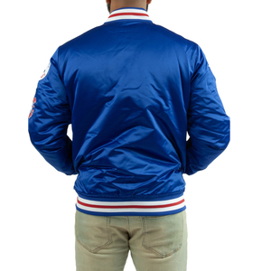 Chaqueta universitaria de satén azul para hombre, bombardero de béisbol de retazos, ropa de calle, abrigo ligero de moda - Product Image 6