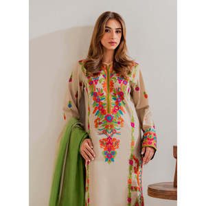 Ensemble chemise brodée vintage printemps/été avec dupatta en mousseline tie-dye et pantalon - BIC-4636 - Product Image 2