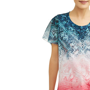 เสื้อยืดผู้หญิงพิมพ์ลายซับลิเมชัน Ringer ผ้าสวมใส่สบายราคาถูกดีไซน์ไม่เหมือนใครสำหรับฤดูร้อน - Product Image 5