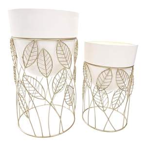 Pots de jardinière en métal de conception de feuille à la mode pour la maison et le jardin essentiels d'intérieur et d'extérieur fournitures décoratives Pots de fleurs et jardinières - Product Image 1