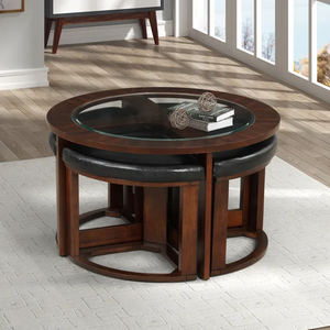 Mesa de Centro Extensible Personalizada de Madera Maciza de Estilo Clásico Moderno y Lujoso para Sala de Estar, Uso Interior y Exterior con Sillas - Product Image 5