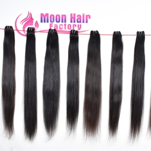 Extensions de cheveux humains indiens lisses, non traités, à cuticules alignées, double trame machine, prix de gros, en vente - Product Image 3