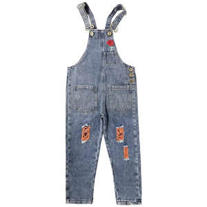Mono y overol para niñas grandes, color azul denim, pantalones de lentejuelas que cambian de color, cierre de botones, traje de denim con lentejuelas para niñas - Product Image 2