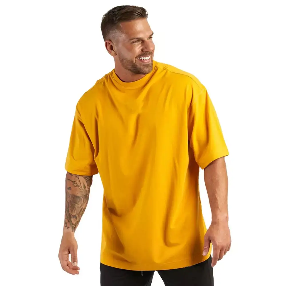 Top Wholesale Men Yellow Over Size T-shirt / Custom Quality Cotton Drop Shoulder Oversized T Shirt For Sales