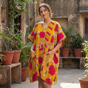 New Arrival Wholesale Simple Vintage 100% Pure Cotton Eco-Friendly Kaftan Maxi Dress Kantha for Women - Product Image 5