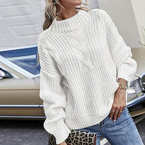 Tendance personnalisé doux à manches longues pulls en coton tricoté haut pour femmes pull dames pull en tricot pour les femmes - Product Image 5