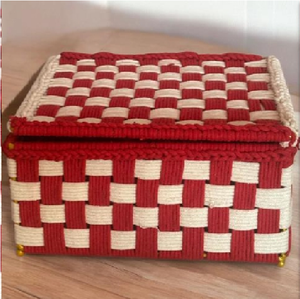 ตะกร้าผ้าฝ้ายสี่เหลี่ยมสีแดงตะกร้าจัดระเบียบอเนกประสงค์สำหรับบ้านสำนักงานซักรีดผลิตในอินเดีย - Product Image 3