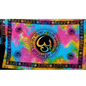 Tapisseries murales et draps de lit imprimés Ohm Mantra, design moderne, tie-dye, pour la décoration intérieure, vente chaude, GC-TP-127. - Product Image 1
