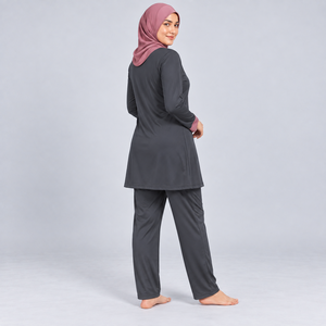 Muslim Women 3-Piece Islamic Burkinis Modest Set <b>Plus</b> <b>Size</b> Quick Dry Breathable Solid High Modest 3 Piece <b>Burkini</b> Set - Product Image 6