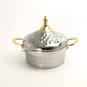Casserole en acier fini argent et or de haute qualité avec couvercle et chauffe-plats en métal et serveur Hotpots modernes de vente chaude 2024 - Product Image 4