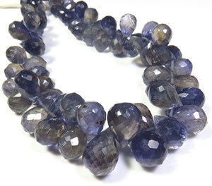 ลูกปัดไอโอไลต์สีน้ำเงินธรรมชาติทรงบริโอเลต ขนาด 8-12 มม. ลูกปัดพลอยไอโอไลต์เจียระไน 9 นิ้ว/เส้น ลูกปัดพลอยไอโอไลต์ทรงหยดน้ำ ราคาโรงงาน DIY - Product Image 1