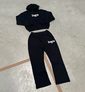 Haute qualité hommes demande personnalisée Logo survêtement surdimensionné hommes ensembles 2025 sweat à capuche et pantalon hommes 100% coton polaire survêtements - Product Image 2