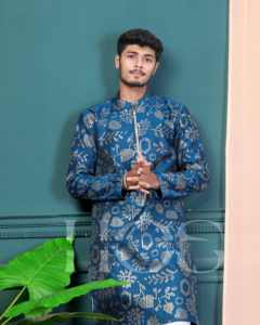 Kurta impreso elegante para hombres con hermosos patrones Kurta perfecto para celebraciones festivas bodas y ocasiones especiales - Product Image 3