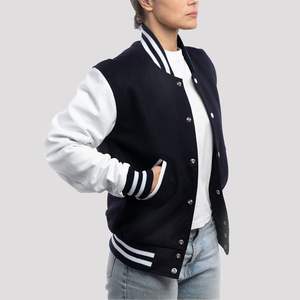 Chaqueta Bomber de Poliéster Personalizada para Mujer, Estilo Universitario, con Cuello Alto, Reversible, Transpirable, Diseño OEM, para Primavera - Product Image 3