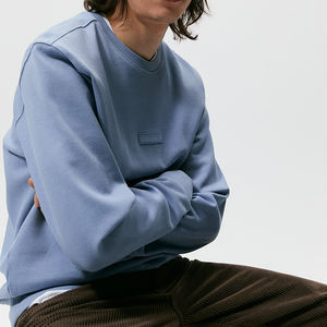 เสื้อสเวตเตอร์สำหรับผู้ชายเสื้อสเวตเชิ้ตผ้าคอตตอน20% โพลีเอสเตอร์คอกลมสีฟ้าท้องฟ้าเรียบ80% - Product Image 5