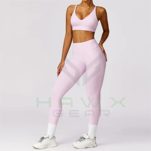 Sujetador deportivo de yoga con relleno de bloque de color con logotipo personalizado para mujer con función frontal para la práctica de yoga - Product Image 1