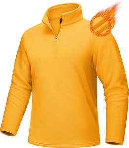 Sweat-shirt léger à manches longues en polaire à fermeture éclair quart pour homme avec col montant Sweats à capuche et sweatshirts - Product Image 3