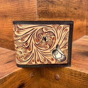 Nueva billetera de cuero grabada única y elegante, billetera plegable de cuero tallada a mano para hombre, monedero de cuero elegante con herramientas manuales personalizadas - Product Image 1