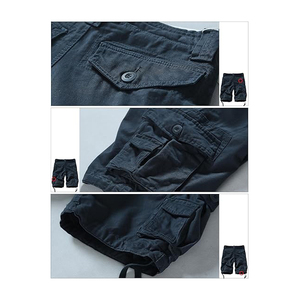 2025 alta tendencia hombres 100% algodón Cargo Jeans multibolsillos corto calidad Premium antiarrugas patrón sólido estambre tela - Product Image 6