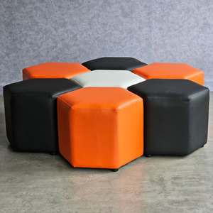 Contemporary Style Combo Set of 6 Stackable Hexagonal Sofa <b>Stools</b> Upholstered in Faux Leather-GDSF010 - Product Image 3