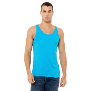 Side Seamed Retail Fit 100% Airlume Combed and Ring Spun Cotton 32 Single 4.2 oz Neon Blue Unisex Jersey Tank - Product Image 1