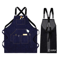 Tablier de cuisine unisexe décontracté avec boucles de ceinture réglables, poches, en coton/toile, uniformes de haute qualité pour restaurants et bars