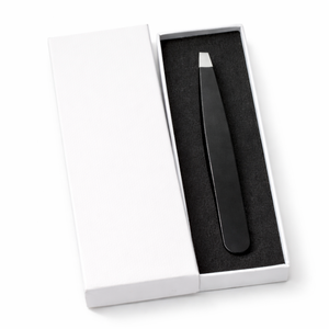 Pince à épiler professionnelle de qualité supérieure en acier inoxydable noir, antistatique, durable, écologique, à pointe inclinée, pour sourcils et poils de précision - Product Image 4