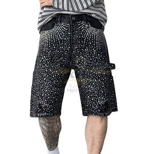 กางเกงขาสั้นสำหรับผู้ชายกางเกงขาสั้นพลอยเทียมสีตัดกันทำจากพลอยเทียม - Product Image 1