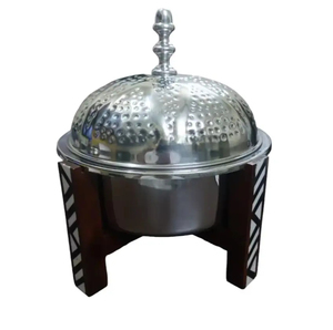 Marmite au design moderne exclusif avec incrustation de nacre rouge Casserole en métal en acier inoxydable de haute qualité Salle à manger personnalisée - Product Image 3