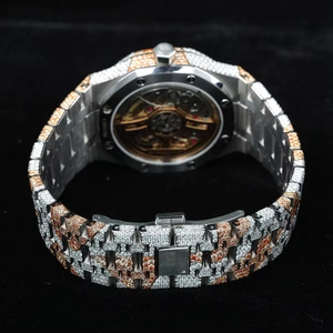 นาฬิกาเพชรโมอิสสีเย็นแบบทูโทนสุดหรูสีโรสโกลด์ลายพรางตามสั่งสายสแตนเลสคุณภาพสูง - Product Image 4