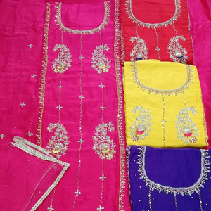 Costumes indiens brodés à la main non cousus de créateur moderne pour les femmes fêtes de style traditionnel protection solaire gratuite - Product Image 1