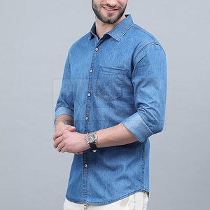 Fully Customized High Quality Cotton Men Jeans Shirt Slim Fit Casual Wear Quick Dry Breathable Long Sleeve Hot Sales - Product Image 3