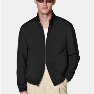 Chaqueta de bombardero informal de lona de otoño al por mayor con cierre de cremallera cuello mandarín acabado lavado y característica a prueba de viento - Product Image 3